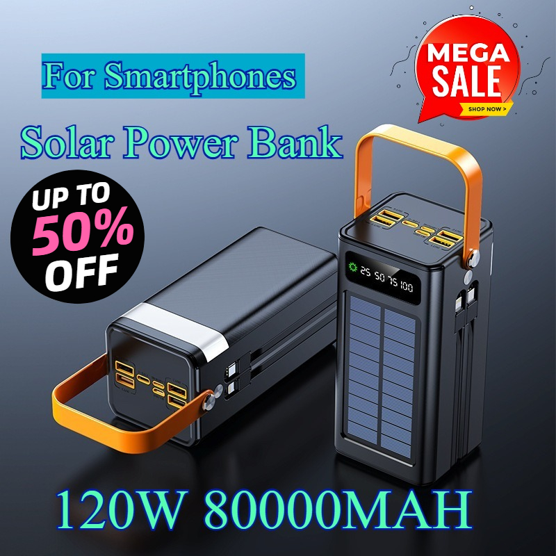 80000mAh Solar Power Bank 120W - Solar Emergency Charger review and price